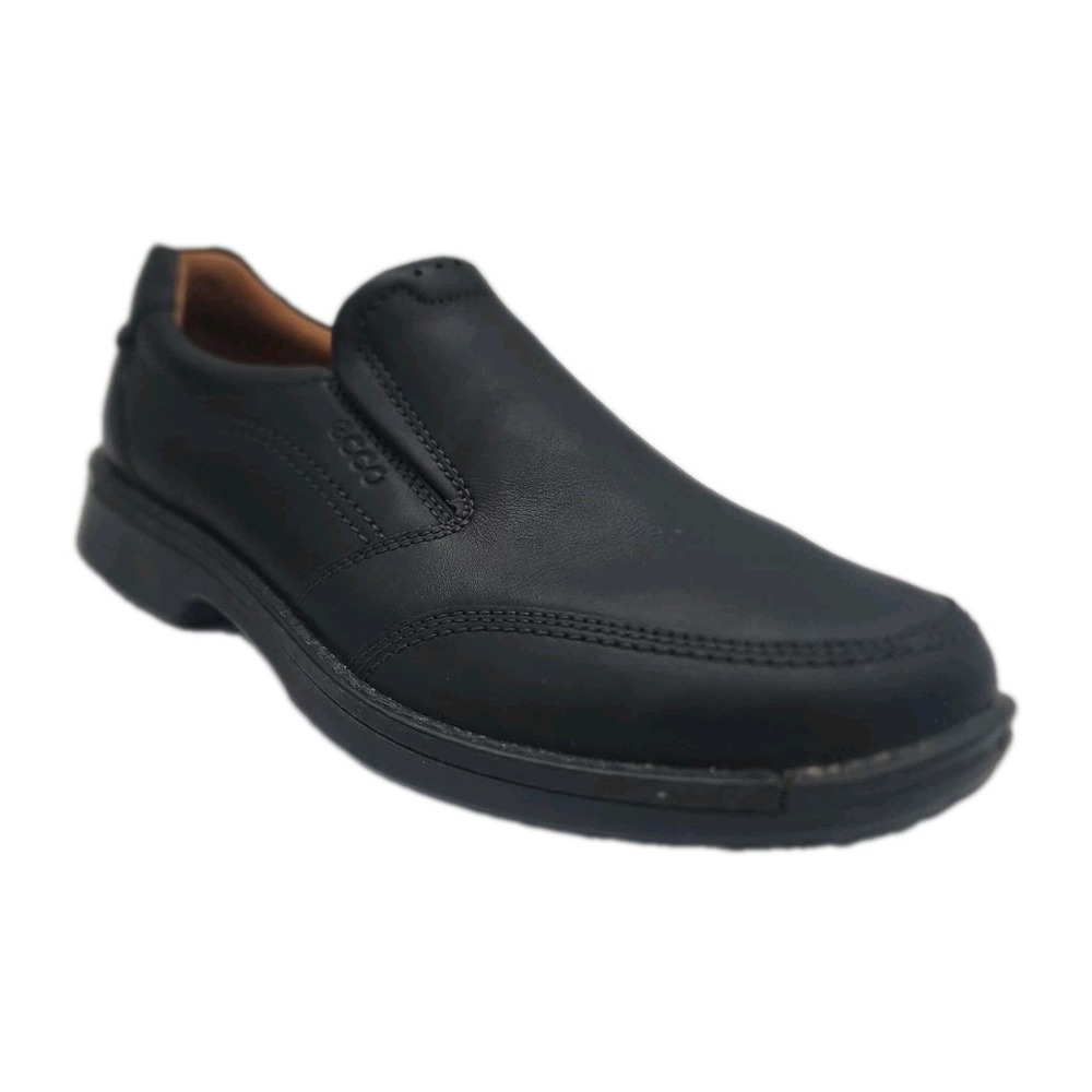 Ecco Fusion II Slip-On Loafers Black Leather Mens  Sz 44